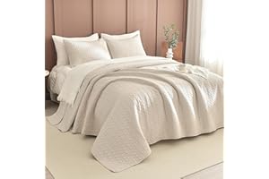 Sanracie Oversized King Quilt Bedspreads 120"*120",100% Cotton Bedding Coverlet Circular Quilting Wheat Colored Extra Large Wide California King Quilt Sets Oversized for All Season Soft Lightweight