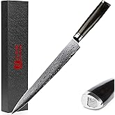 YOUSUNLONG Yanagiba Knife 10 Inch - Japanese Damascus Steel Sushi & Sashimi Knife - Walnut Wood Sheath and Ebony Handle - Professional Chef Knife for Precision Slicing Fish,Meat,Poultry-Gift for Chefs