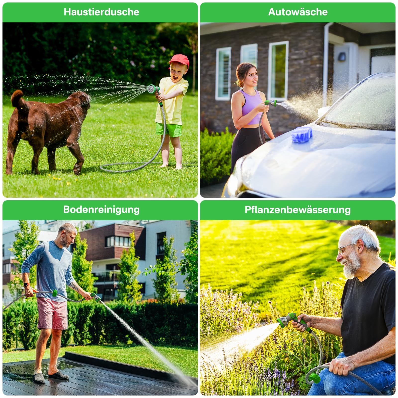 Schlauchtrommel Gartenschlauch Trommel mit 180° Schwenkbarer,Wand-Schlauchbox 10-fach Verstellbarer Düse, Automatischem Rückzugssystem und Arretierung in Jeder Länge für Garten 9