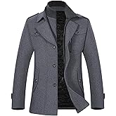 APTRO Men's Pea Coat Wool Jacket Windbreaker Single Breasted Winter Coat