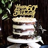 n&a 3pc Gold 60th Birthday Cake Topper Happy 60 Party Decoration view 6