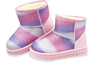TOUNSOL Girls Winter Boots Toddler Girl Boots Warm Sparkle Sequin Outdoor Non-Slip Snow Boot for Little kids