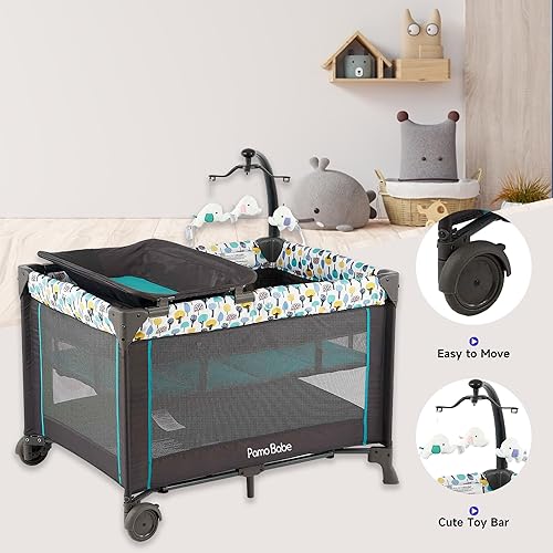 Pamo Babe Portable Baby Playard with Bassinet and Changing Table