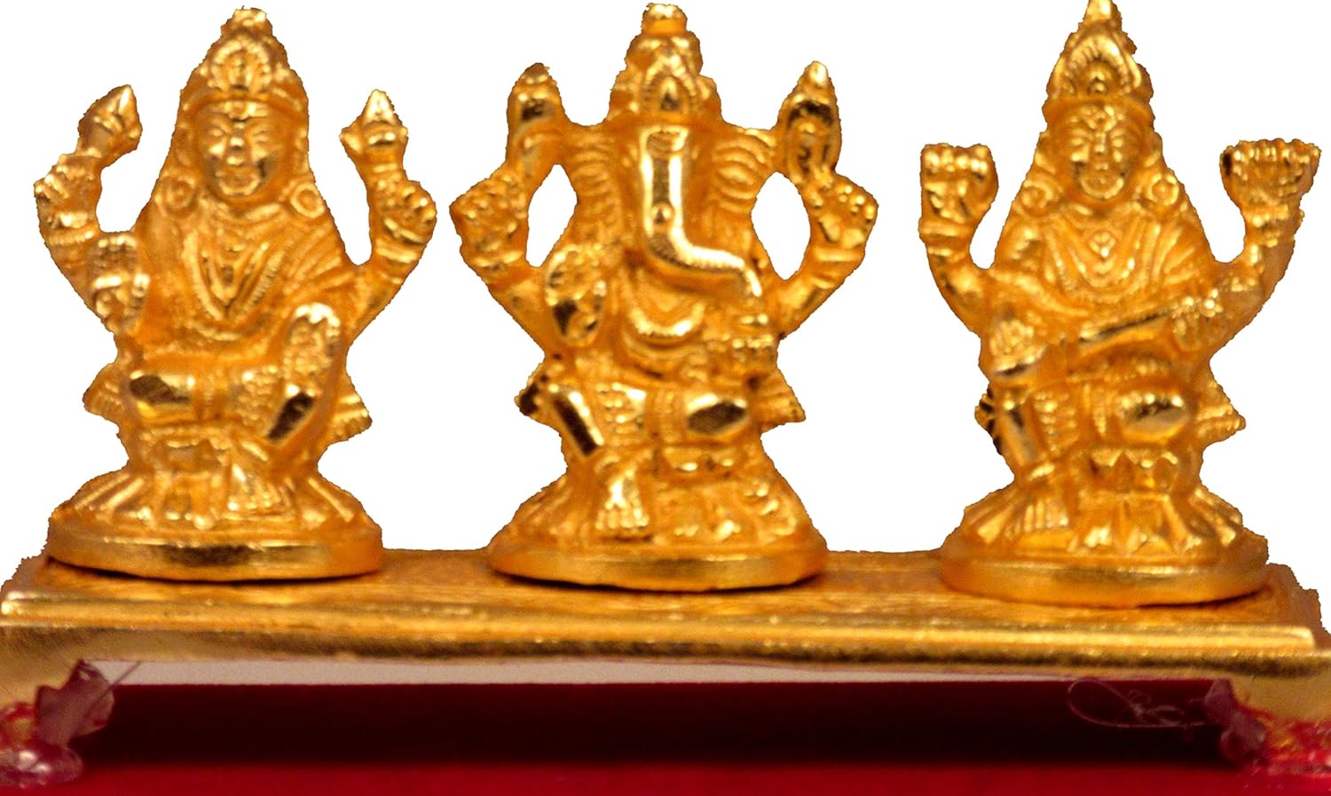 Suninow Brass Gold Plated Decorative Laxmi Ganesha Set Hindu Idols Ganesh Lakshmi Statue Home Office Car Dashboard Decor Pujan Puja
