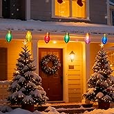 Oviejo 16FT 10 LED Jumbo Christmas Lights Outdoor,C7 Multicolor Hanging Giant Christmas Lights for House Garden, Yard, Party,Roof Decorations,E12 Base