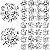 YBEATY 30Pcs Rhinestone Embellishments Flatback Buttons 12mm Sew on Rhinestones Gems Button Crystal Flower Flatback Silver Rhinestone Glass Buttons for DIY Jewelry Bridal Bouquets Clothing Shoes