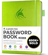 Clever Fox Password Book with Alphabetical Tabs Green Large 60- Day Money-Back