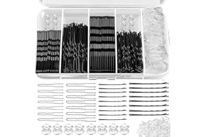 GeeRic 500 Count Black Hair Pins for Buns U Shaped, Bobby Pins and Twists for Women and Girls with 8 Pearl Clips and Storage 