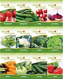 Gemüsesortiment | Gemüse-Set mit 12 Sorten Samen | Gemüsesamen-Sortiment | Saatgut für den Gemüsegarten