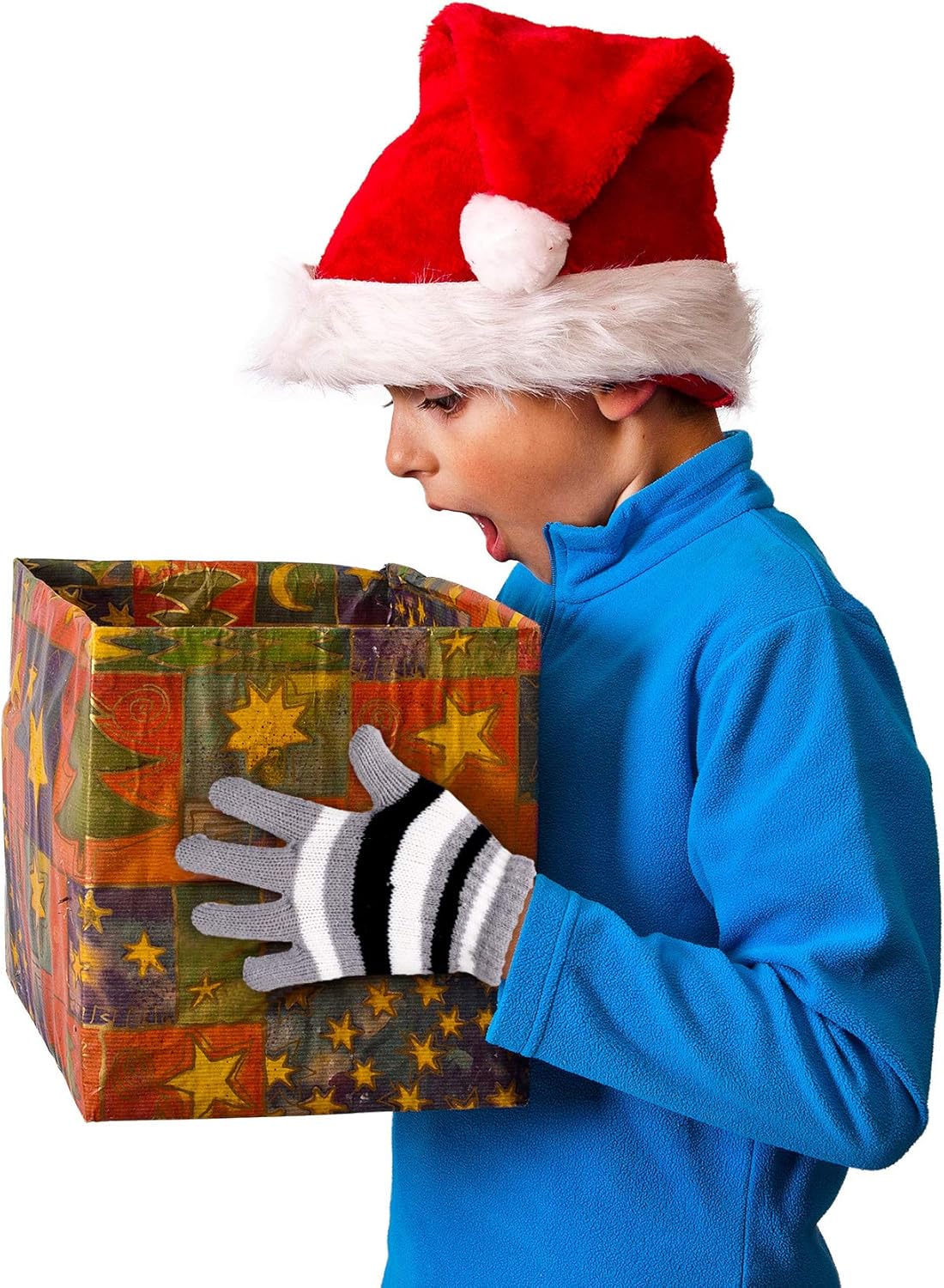 6 Pairs Kids Gloves Winter Warm Gloves Stretch Knit Mittens Children Protective Gloves (Black, Red, Gray): Clothing