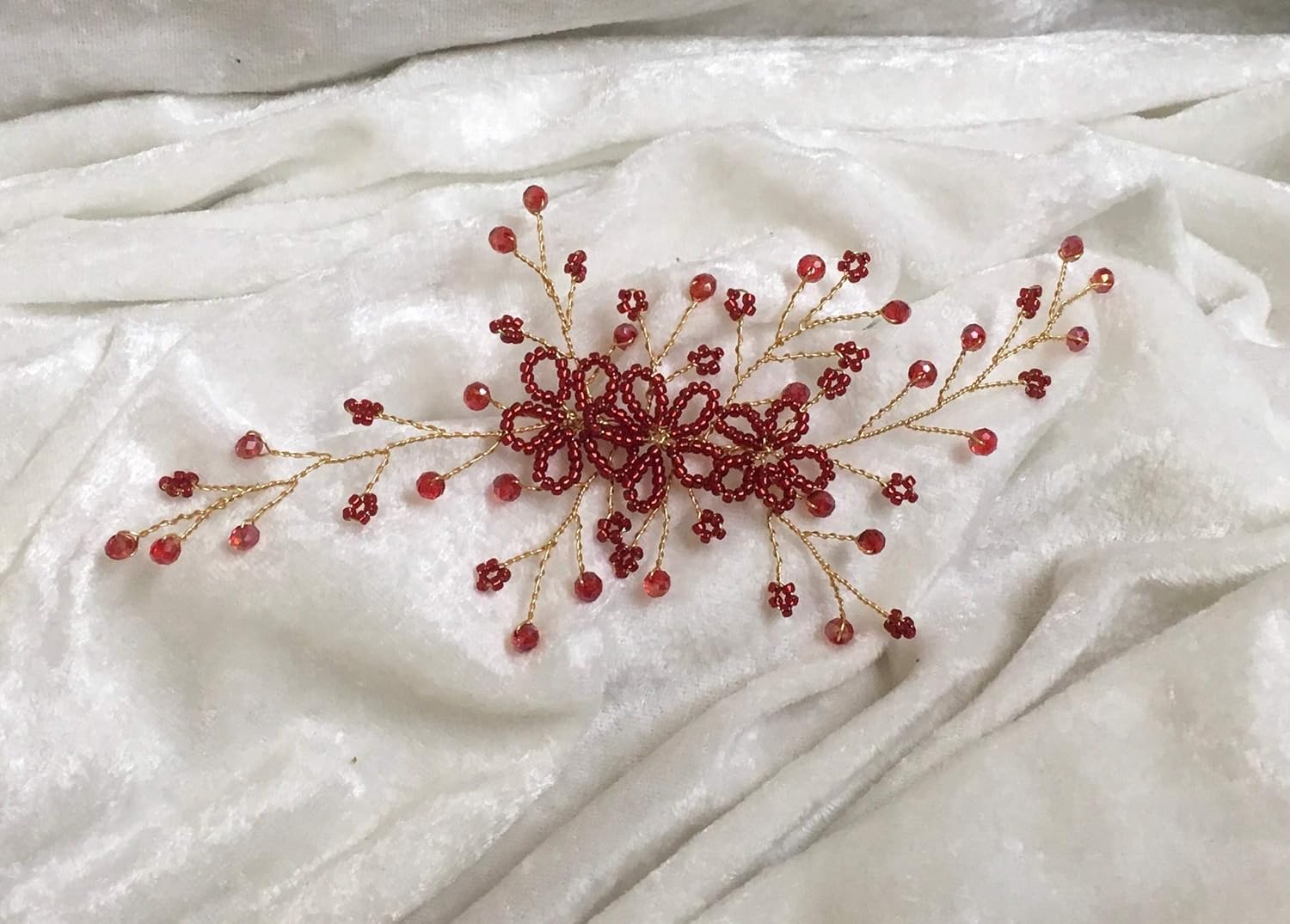 Garnet Red Hair Vine Wedding Guest Party Hair Accessories