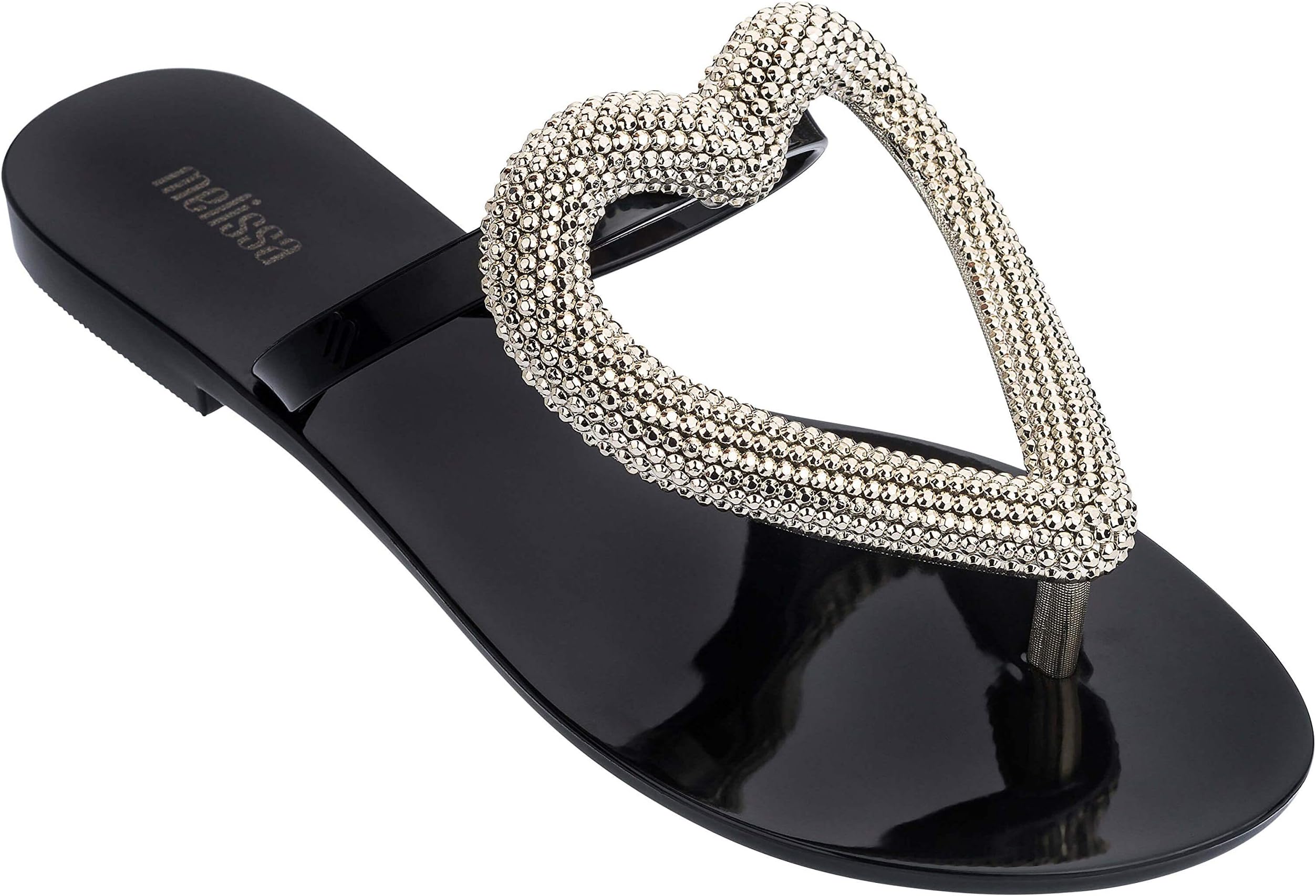 Melissa Womens Big Heart Chrome Flip Flop Sandals