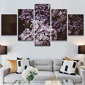 SIGNWIN 5 Panel Canvas Wall Art Pink Petals...