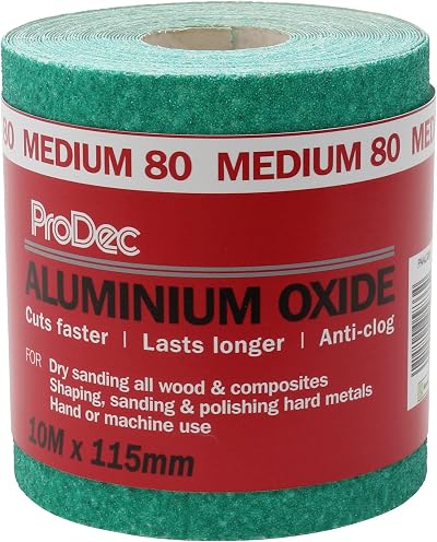 ProDec 10m Roll 80 Grit Green Aluminium Oxide Sanding Paper 115mm Wide