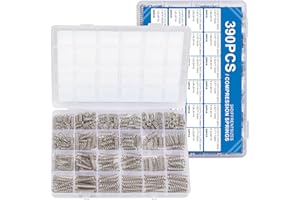 390pcs Compression Springs Assortment Kit, 24 Different Sizes, Extension Stainless Steel Small Springs, Spring Kit for DIY Me