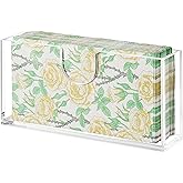 Clear Acrylic Napkin Holder for Table, Elegant Non-Slip Guest Towel Tray for Bathroom, Waterproof Vertical Tissue Dispenser for Kitchen, Dining, Bar, Office Right Angles