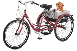 Viribus Adult Tricycle, 7 Speed Tricycle for Adults 24 26 Inch with Lock & Dual Chains, 3 Wheel Bikes for Adults, Adult Tricycles for Women Men Seniors, Adult Trike, Three Wheel Bikes 400 lb.