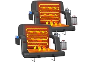 Suteck Dual-Sided Heated Stadium Seats for Bleachers with Back Support, Portable Heated Bleacher Seat with Backrest, 3 Heat Levels, 5 Pockets – Ideal for Outdoor Stadiums and Events - Black