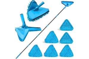 NEWE Wall Mop Cleaner with 80 inches Long Handle, 180° Folding Ceiling Cleaning Tool with Squeegee for Washing Painted Walls,