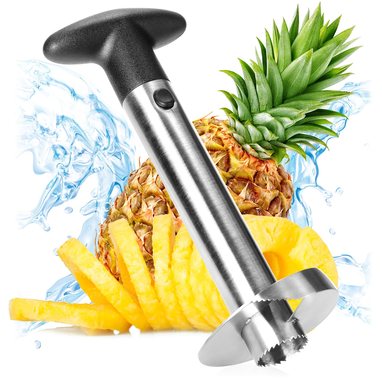 COM-FOUR® Pineapple Cutter 3 in 1 - Pineapple Peeler Made of Stainless Steel, Dishwasher-Safe - Pineapple Corer - Pineapple Corer with Sharp Blade (01 piece - Pineapple Cutter)