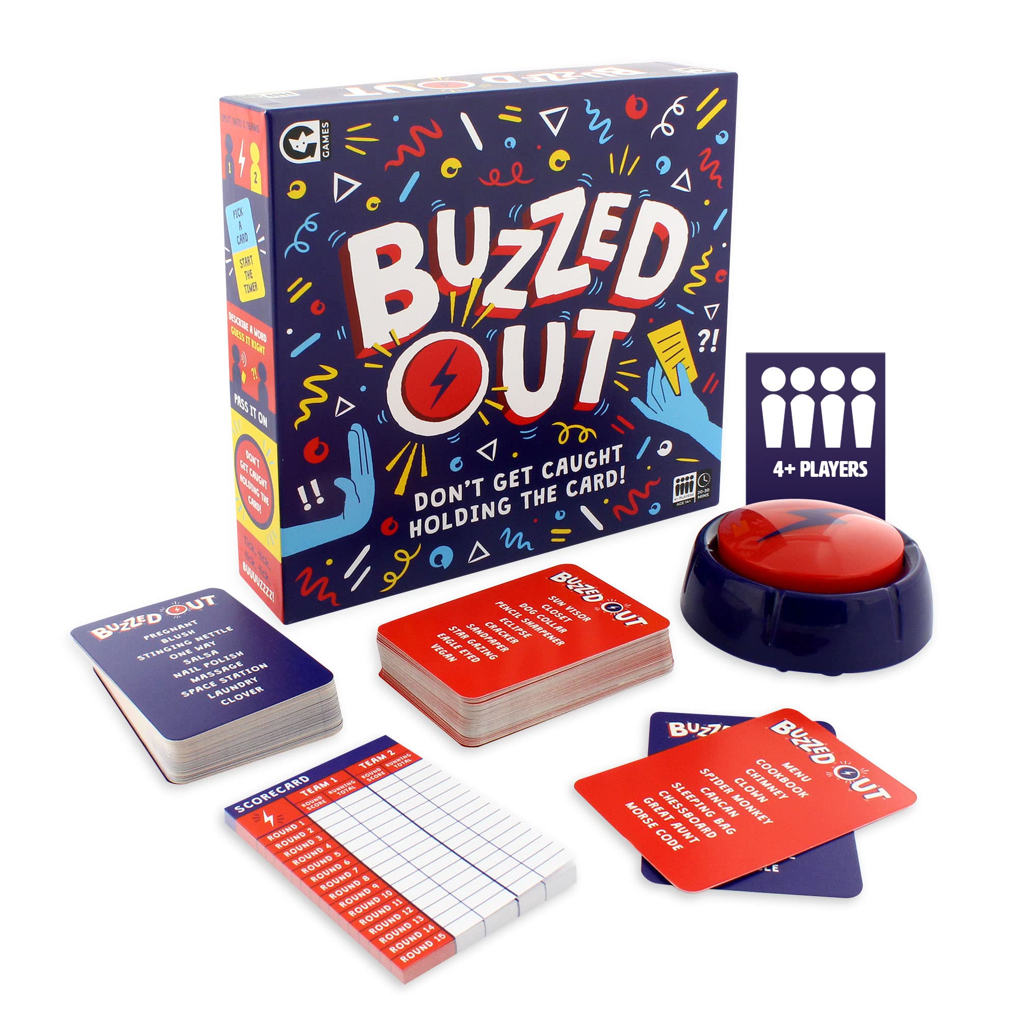 Ginger Fox Buzzed Out Card Game | Describe Guess Win | Beat the Buzzer | Fast-Paced Family Party Game Night | Ages 14+ | 4+ Players