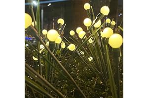 Kifiray 2 Packs Solar Garden Lights, New Upgraded Leaf Design 20 LED Solar Firefly Lights, Waterproof Solar Landscape In-Ground Path Lights Outdoor Decorations for Patio Yard Garden (Warm White)