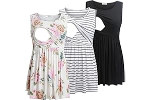 Bearsland Women's Maternity Nursing Tank Tops Sleeveless Scoop Neck Breastfeeding Clothes