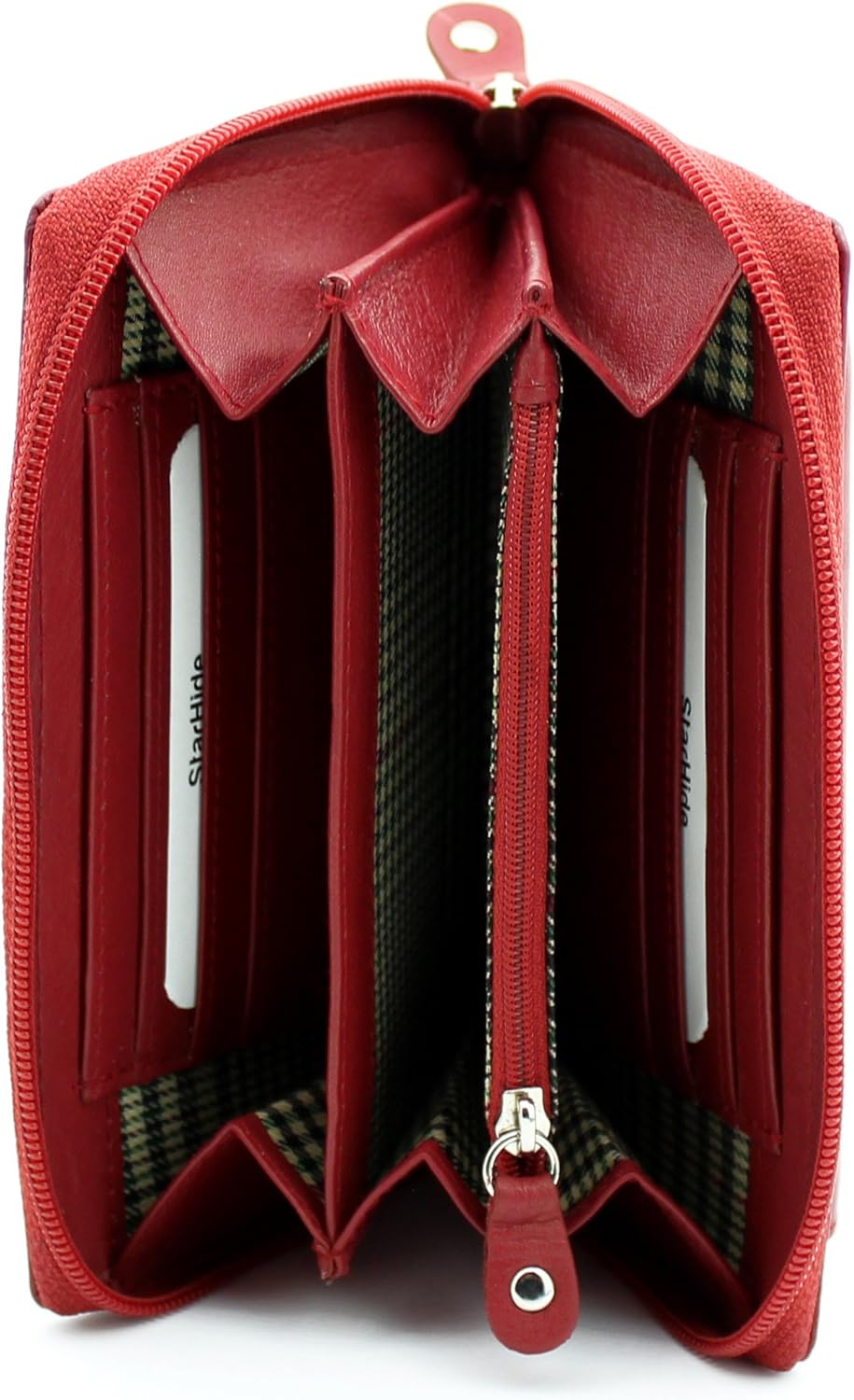 STARHIDE Women RFID Blocking Real Leather Full Zip Around Purse 5520 (Red), 17cm x 11cm x 3.5cm - Image 5