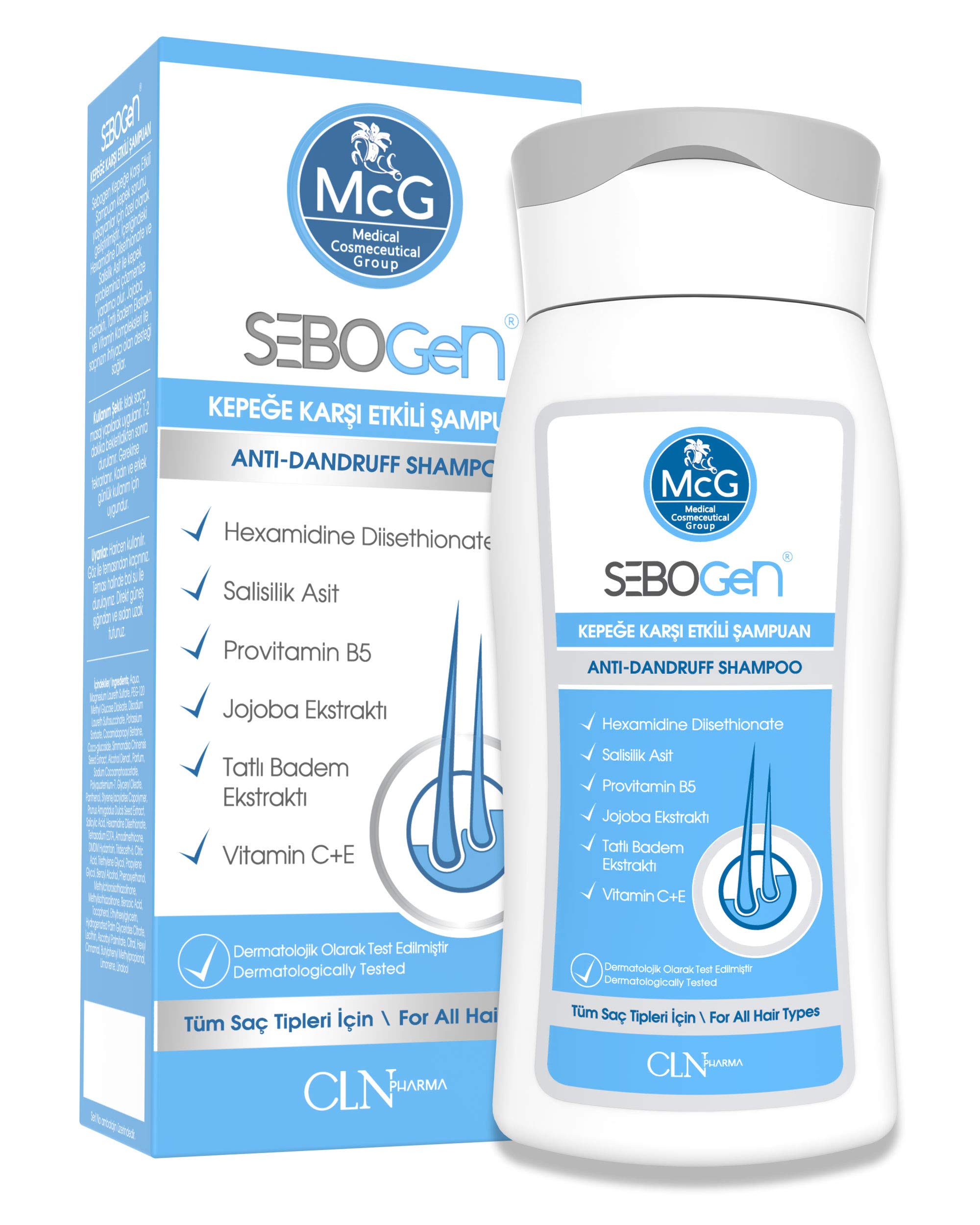 MCG Medical Cosmeceutical Group Sebogen Dandruff Shampoo – Natural Sulphate-Free Formula for Itchy Scalp & Seborrheic Dermatitis – 200ml