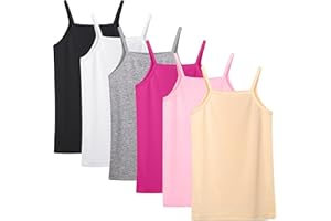 Poroka 6 Pack Girls Tank Top Solid Sleeveless Undershirts Cami Scoop Neck Undershirts Soft Dance Tank Tops for Toddler