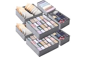 najiaxiaowu 8 Packs Drawer Organizers for Clothing with 90 Cells Fabric Foldable Grids Dividers Box for Socks,Underwear, Bras and Ties