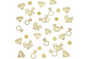 MEYSIMOON Bridal Shower Decorations 300pcs Table Glitter Confetti for Engagement Party Decor Bride to be,Diamond,Ring and Circle Gold Paper Confetti for Wedding Bachelorette Party Favors (Gold)
