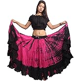 Wevez Women’s 40 Inch Cotton Full Circle Elastic Waist Tribal Fusion Belly Dance A Line Plus Size Maxi Skirt