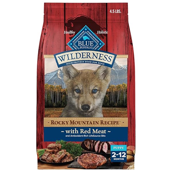 BLUE BUFFALO WILDERNESS ROCKY MOUNTAIN RECIPE HIGH-PROTEIN DRY PUPPY FOOD WITH DHA, MADE IN THE USA WITH NATURAL INGREDIENTS PLUS WHOLESOME GRAINS, RED MEAT, 4.5-LB. BAG