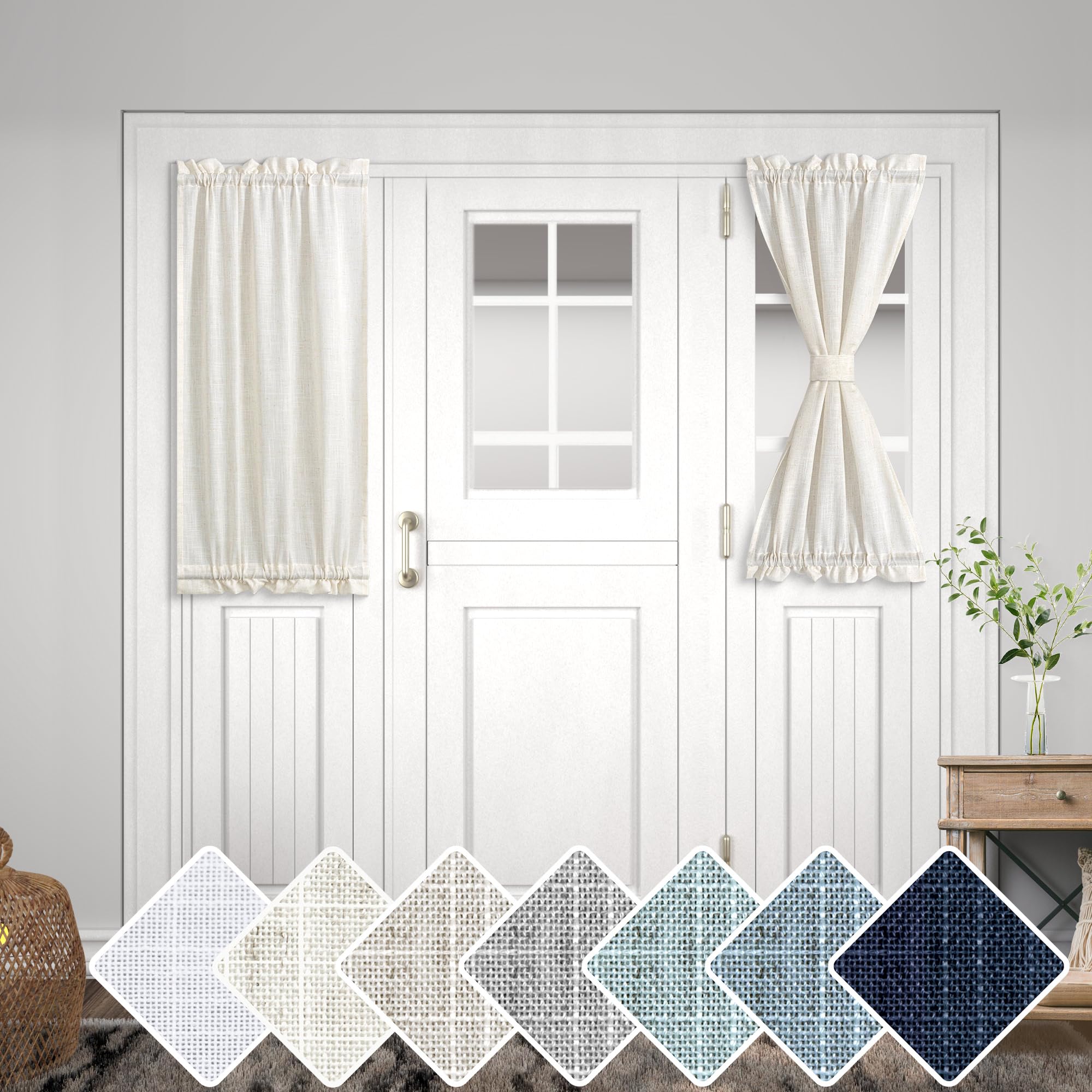 Photo 1 of KOUFALL Sidelight Curtains for Front Door,Linen Sheer 25 x 40 Inch Curtains for Kitchen Door Window,26 x 40 in Long,25x40 26x40,Single Panel,Cream Beige Off White