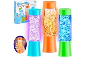 Subao 3 Pack Light Up Sensory Tubes Anxiety Relief Items,Fidget Toys for Kids & Adults,Sensory Toys for Kids with Autism Calm Down Corner Supplies,Preschool & Kindergarten Classroom Must Haves