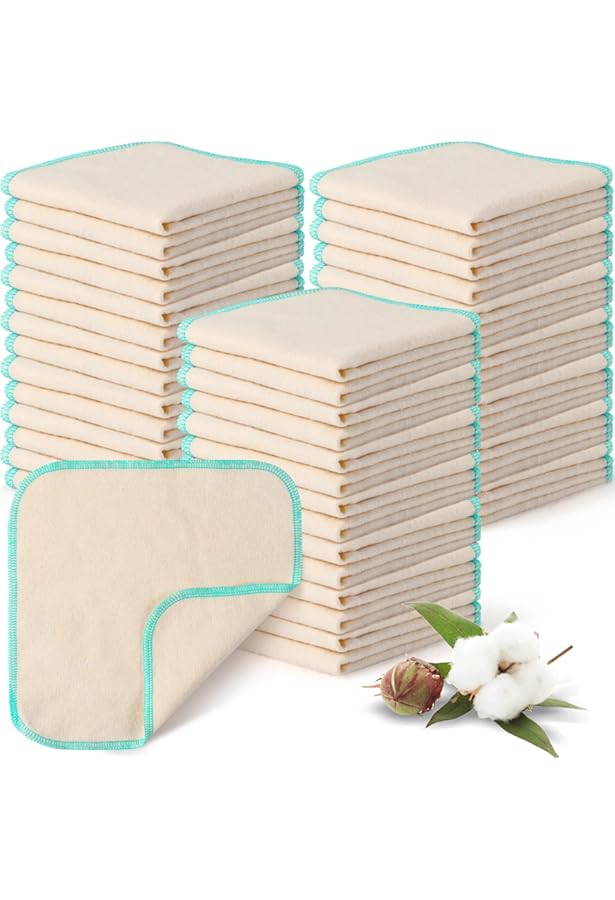 Nora's Nursery Toallitas Reutilizables Para Bebé, 100% Algodón, Toallas Suaves Y Absorbentes Para Baño Y Cara De Recién Nacidos, Incluye 20 Toallitas Con 1 Cápsula Impermeable Para Madres En