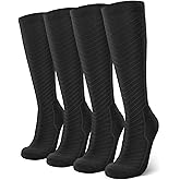 Compression Socks for Men & Women (2/4/6 Pairs) 20-30 mmHg Graduated Compression Knee High for Running, Athletic