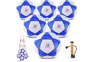 ELKCIP 6 Pack Classic deflated Soccer Balls Size 3/4/5 with Pump and Mesh Bag for Indoor Outdoor Lawn Game Training Practice Bulk Sport Gift for Teens Adults