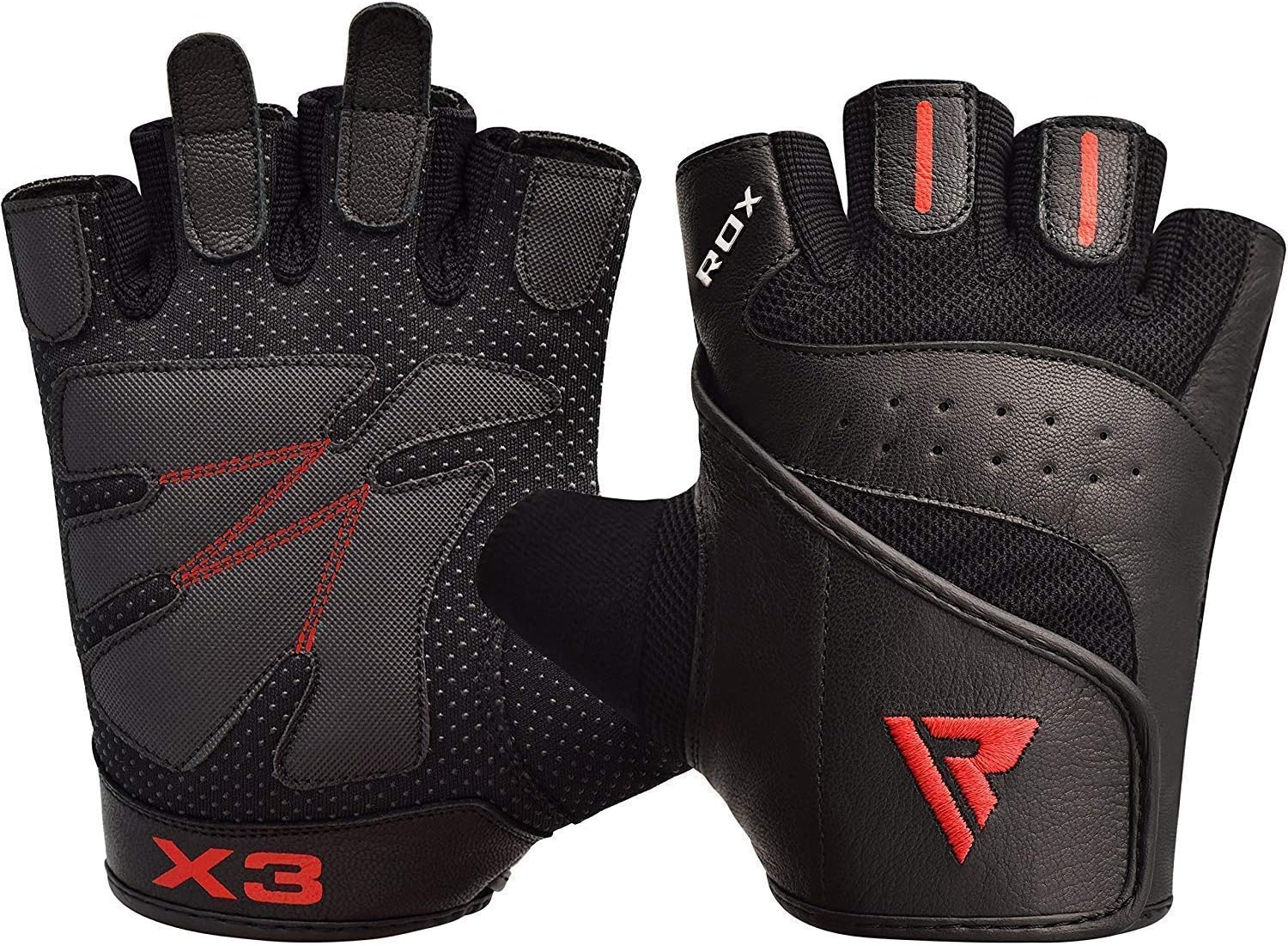 RDX Weight Lifting Gloves Leather for Gym Workout Breathable with Anti