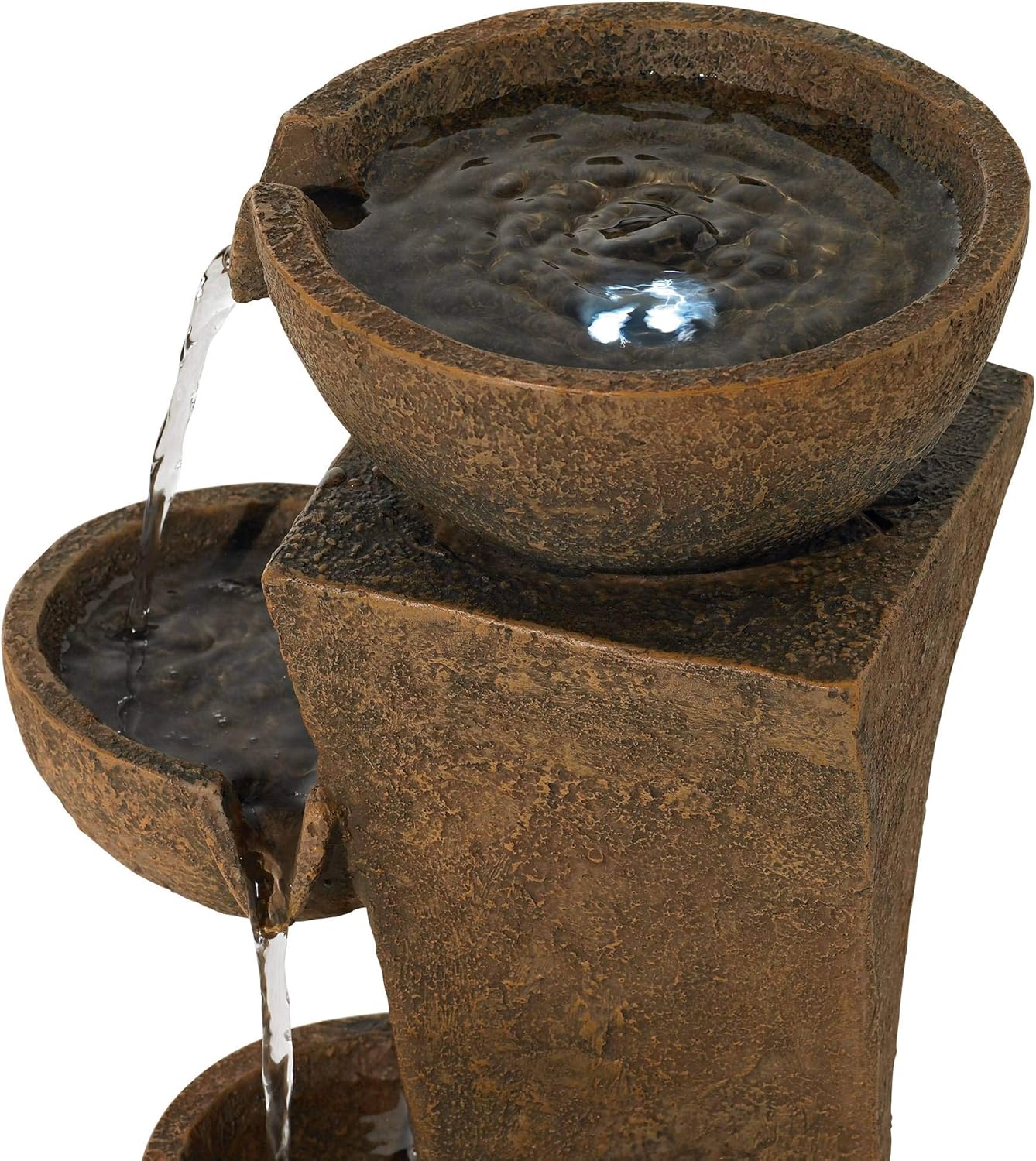 John Timberland Cascading Bowls Rustic Outdoor Floor Water Fountain with Light LED 27 1/2" High for Yard Garden Patio Deck Home: Home & Kitchen
