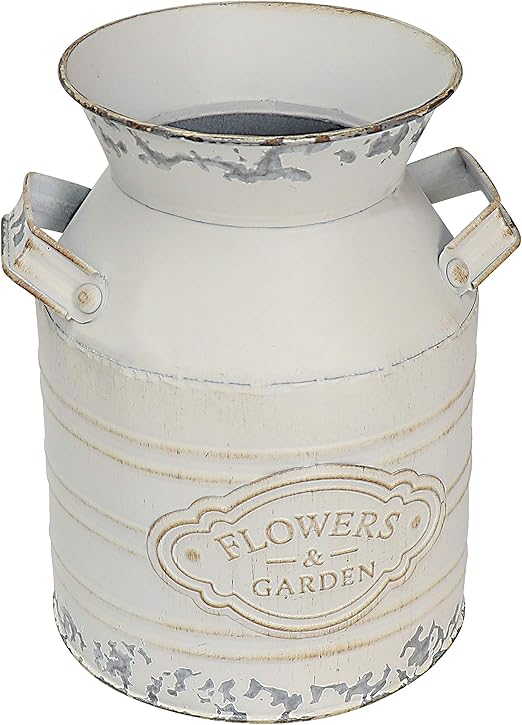 Amazon Com Fovasen Rustic Galvanized Milk Can Jug Vase Metal Shabby Chic Vase Primitive French Country Style Farmhouse Vase Decorative Flower Holder For Living Room Bedroom Kitchen 7 9 Home Kitchen