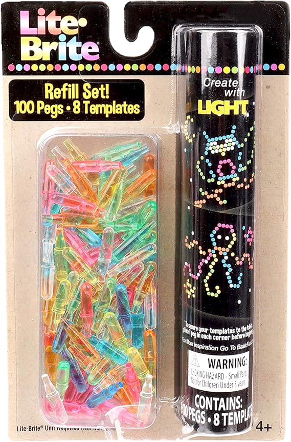 Amazon Com Lite Brite Peg And Template Refill Pack 100 Pegs And 8 Reusable Templates Toys Games