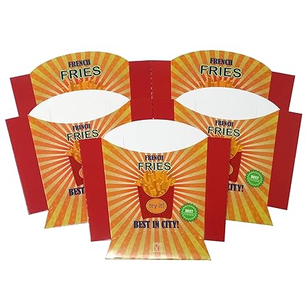 ToCis Big BBQ 24 Stück Pommes-Schalen aus Pappe | Grill Party Einweg-Geschirr | French Fries Pommes-Tüten im Retro-Design