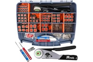 JRready ST6461 Deutsch DTM Connector Kit - DTM Connectors 2 3 4 6 Pin, Size 20# Solid Contacts 20-22AWG, Deutsch Crimp Tool, Waterproof Automotive connectors