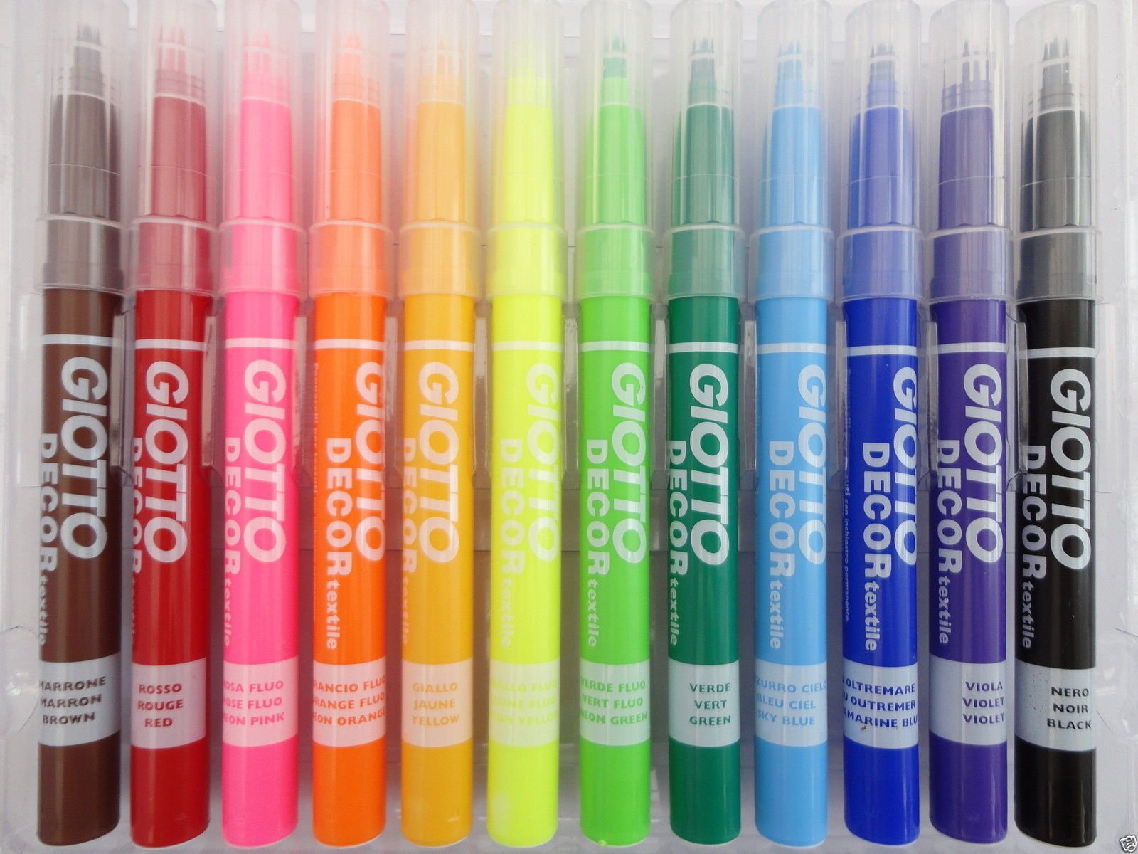 12 x Giotto Decor Textile Markers - Fabric Clothes T-Shirt - Permanent Ink Pen Loose