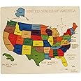 USA Map Wooden Jigsaw Puzzle for Kids | 44 Puzzle Pieces | Learning & Educational Toy Gift for Boys & Girls Ages 3 Years and Above