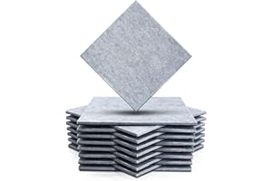 Sonic Acoustics Non Slip Soundproof Rug Pad 12x12x0.4inches, (Felt + Rubber) Double Layers Area Carpet Mat Tap, Provides Protection and Cushioning for Hardwood or Tile Floors(16pack Gray)