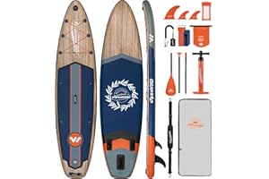 WINNOVATE WIN IN INNOVATE Winnovate 11'x33 x6 Inflatable Stand Up Paddle Board, Wide Paddle Board for Adults & Youth, Paddle Board Accessories with Non-Slip Deck, 3 Removable Fins, Adjustable Paddle, Leash, Hand Pump,Dry Bag