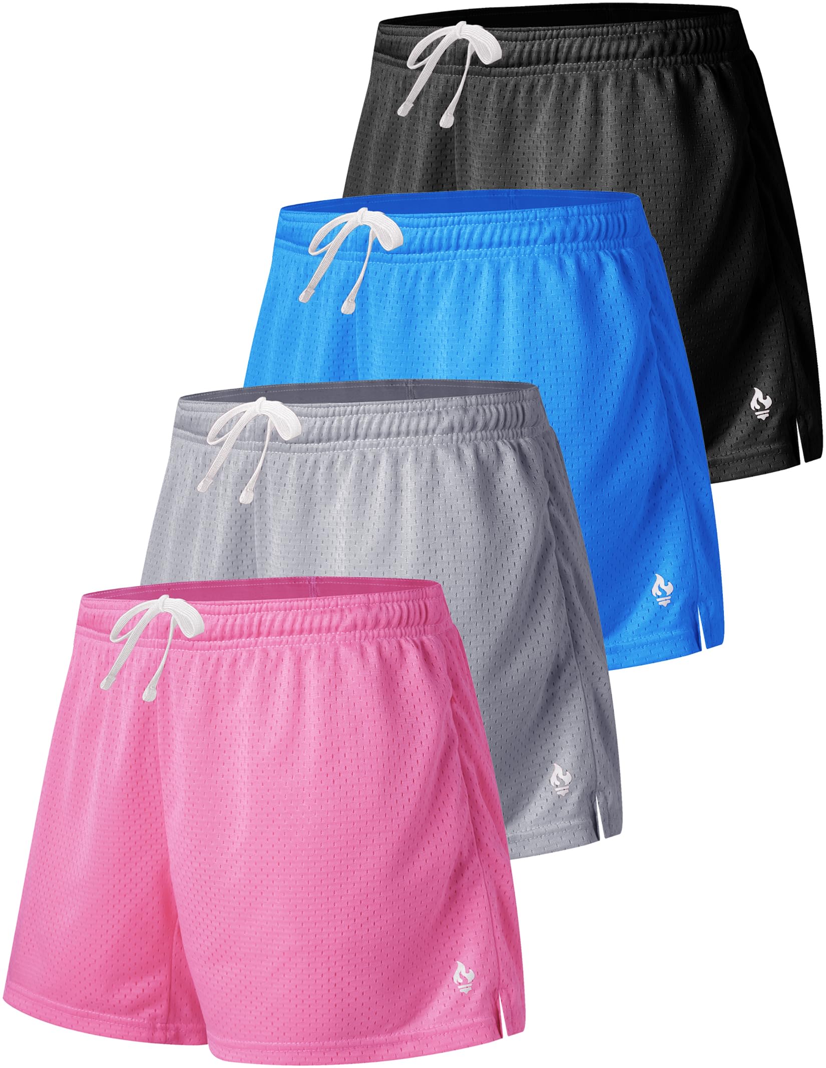 Liberty Pro 4 Pack: Girls Athletic Shorts with Pockets, 3